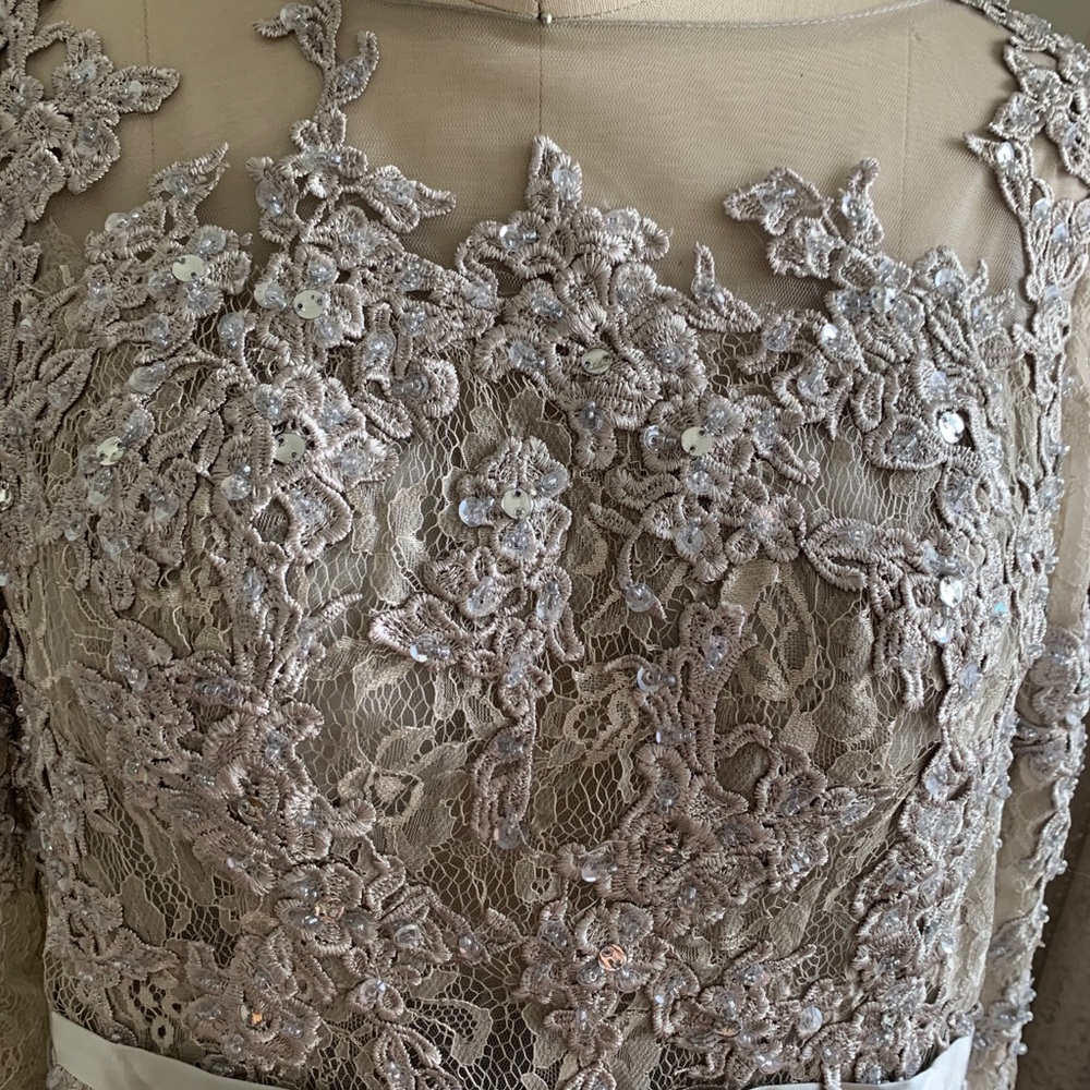 Lace Appliqué Maxi Dress in Silver Gray - Picture 6 of 6